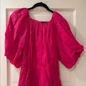 Bright Pink Puff Sleeve Dress